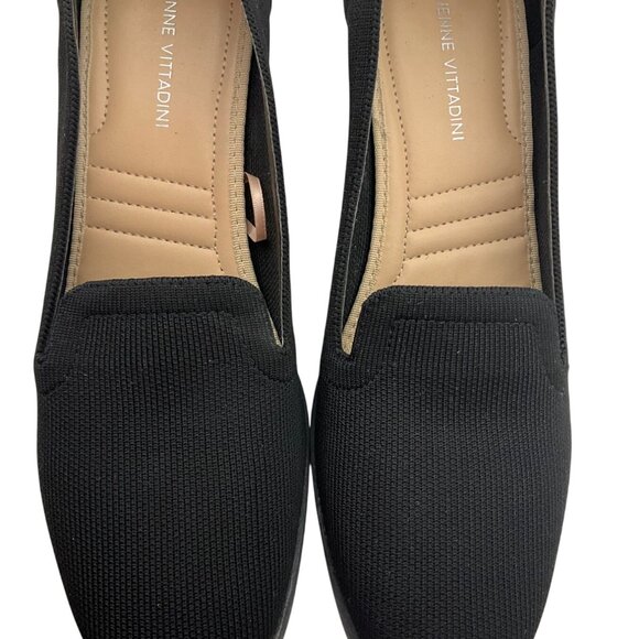 Adrienne Vittadini 9 Britanny Black Heeled Knit Loafers Minimalist Old Money - Picture 3 of 14